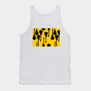 Guitar Pattern Yellow Long Tank Top